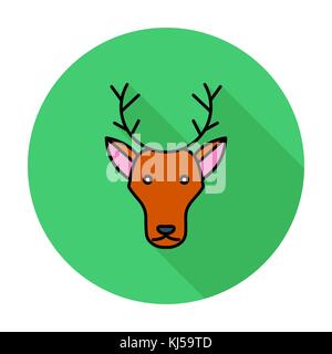 Deer. Single flat color icon on the circle. Vector illustration. Stock Vector