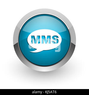 Mms silver metallic chrome border round web icon on white background ...