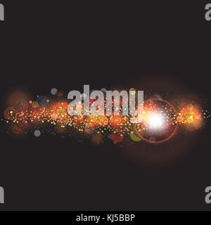 Soft glowing colored bokeh or abstract cosmic background with sparkling stars and lights. Stock Vector