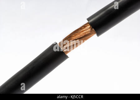 Electric power cable with white background Stock Photo