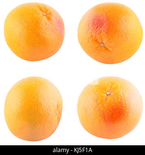 Isolated fruits. Collection of whole grapefruit isolated on white background with clipping path as package design element. Stock Photo