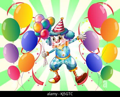 Illustration of a group of balloons with a circus clown Stock Vector ...