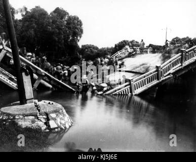 Tangshan, China, Earthquake July 28, 1976 The Chengli Bridge in Tangshan Stock Photo