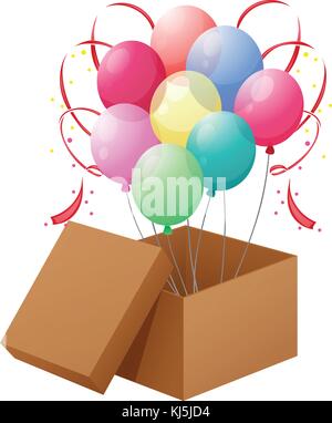 Illustration of the balloons in the box on a white background Stock Vector