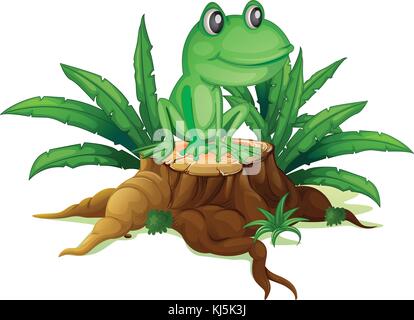 Illustration of a trunk with a frog on a white background Stock Vector