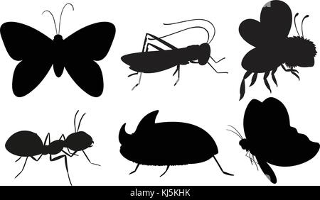 Illustration of the black colored insects on a white background Stock Vector