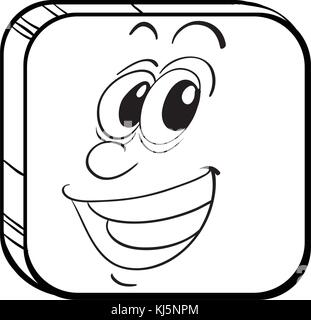 Illustration of a cube with a face of a man on a white background Stock Vector