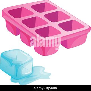 Illustration of a pink ice tray on a white background Stock Vector