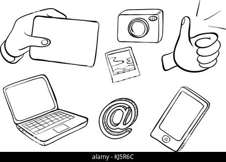Illustration of the different kinds of gadgets on a white background Stock Vector