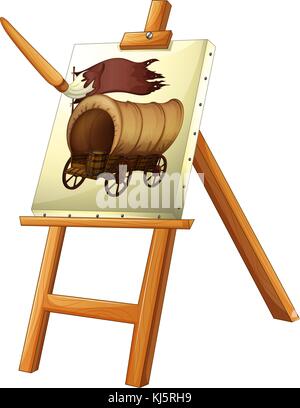 Illustration of a painting of a wooden carriage on a white background Stock Vector