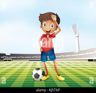 Illustration of a male soccer player at the field Stock Vector