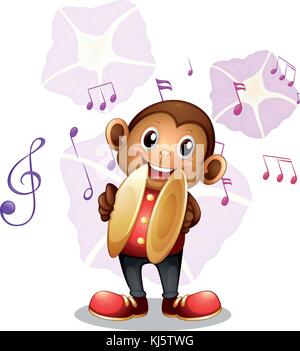Illustration of a musical monkey on a white background Stock Vector