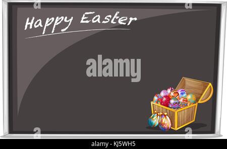 Illustration of a board with a Happy Easter Greeting on a white background Stock Vector