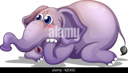 Illustration of a big gray elephant on a white background Stock Vector