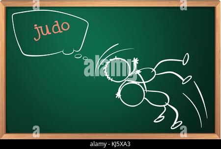 Illustration of a board with two people doing judo on a white background Stock Vector