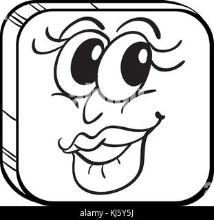 Illustration of a cube with a face of a woman on a white background Stock Vector
