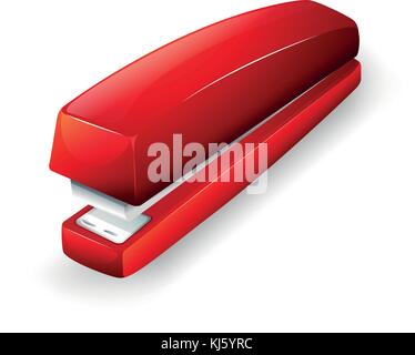 Illustration of a red stapler on a white background Stock Vector
