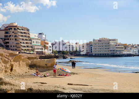 The village El Medano, a popular surfer destination on Tenerife island, Canary islands, Spain Stock Photo