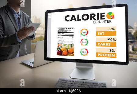 CALORIE  counting counter application Medical eating healthy Diet concept Stock Photo