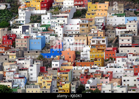 Colourful cube houses at San Andres, fishing village at south-east of the island, Tenerife island, Canary islands, Spain