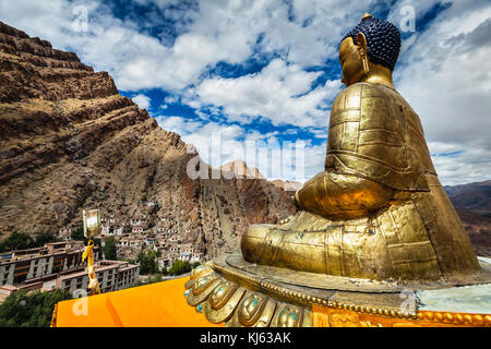 Buddha Shakyamuni statue overlooking Hemis monastery -Tibetan Buddhist monastery (gompa) of the Drukpa Lineage, located in Hemis, Ladakh Stock Photo