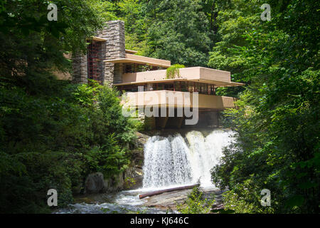 Fallingwater or the Kaufmann Residence, designed by  Frank Lloyd Wright, Pennsylvania, USA Stock Photo