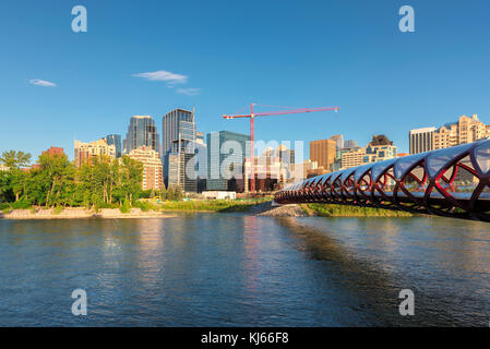 Calgary cityscape with Peace Bridge Stock Photo