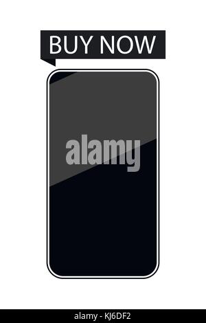 Smartphone buy now. Isolated on white background. Vector illustration Stock Vector