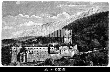 Monastery on Mount Athos (Chalkidiki) (Mönchskloster am Berg Athos (Chalkidike)) Stock Photo