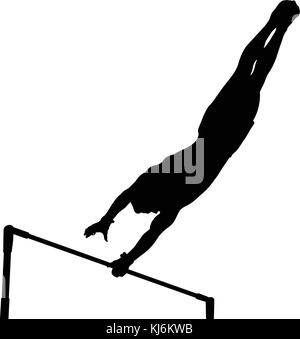 horizontal bar gymnast in artistic gymnastics black silhouette Stock ...