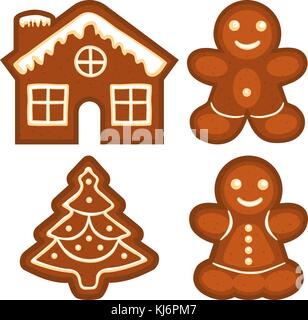 Ginger bread cookie icon logo colorful bright set. Stock Vector
