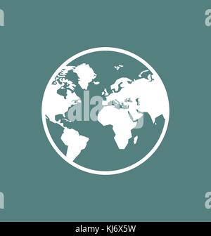 Earth icon / sign in flat style isolated. Earth globe symbol for your web site, logo, app, UI design. Vector illustration. Stock Vector