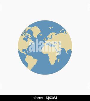 Earth icon / sign in flat style isolated. Earth globe symbol for your web site, logo, app, UI design. Vector illustration. Stock Vector