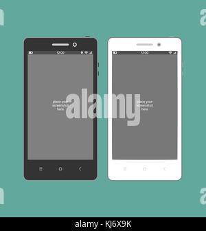 Smartphone with necessary application icons on the screen. Stock Vector