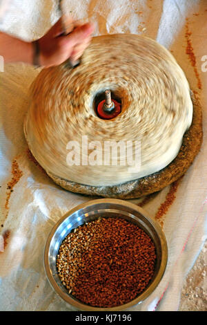 Bedouin pita making Stock Photo