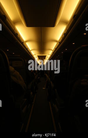 Cabin light in a airplane Stock Photo
