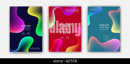 Fluid color covers set. Colorful bubble shapes with gradients. Trendy design. Stock Vector