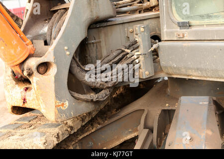 October 2016 - Details of a machine - a small construction excavator Stock Photo