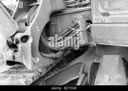 October 2016 - Details of a machine - a small construction excavator Stock Photo