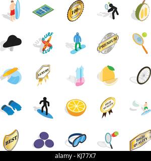 Champion title icons set, isometric style Stock Vector