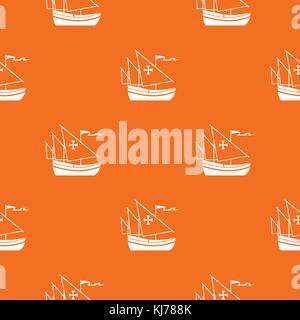 Ship of Columbus pattern seamless Stock Vector