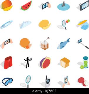 Vigorous icons set, isometric style Stock Vector