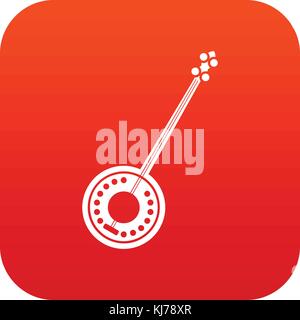 Banjo icon digital red Stock Vector