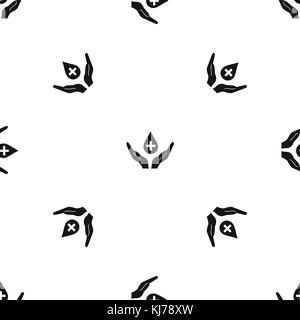 Hands holding blood drop pattern seamless black Stock Vector