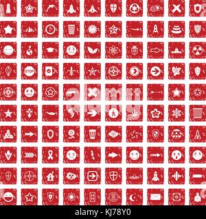 100 logotype icons set grunge red Stock Vector