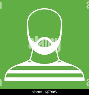 Bearded man in prison garb icon green Stock Vector