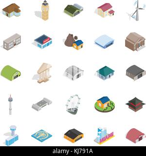 Mounting icons set, isometric style Stock Vector