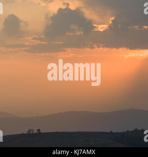 Sunrise over landscape, Vered HaGalil, Galilee, Israel Stock Photo