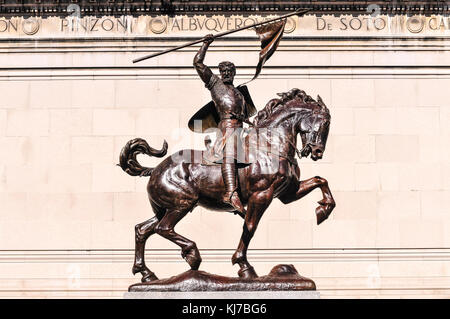 Equestrian statue of legendary Spanish Castillian nobleman and military leader El Cid at the Hispanic Society of America Museum at 155th Street and Br Stock Photo