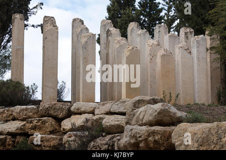 Ruins of columns at Children Memorial, Holocaust History Museum, Yad Vashem, Jerusalem, Israel Stock Photo